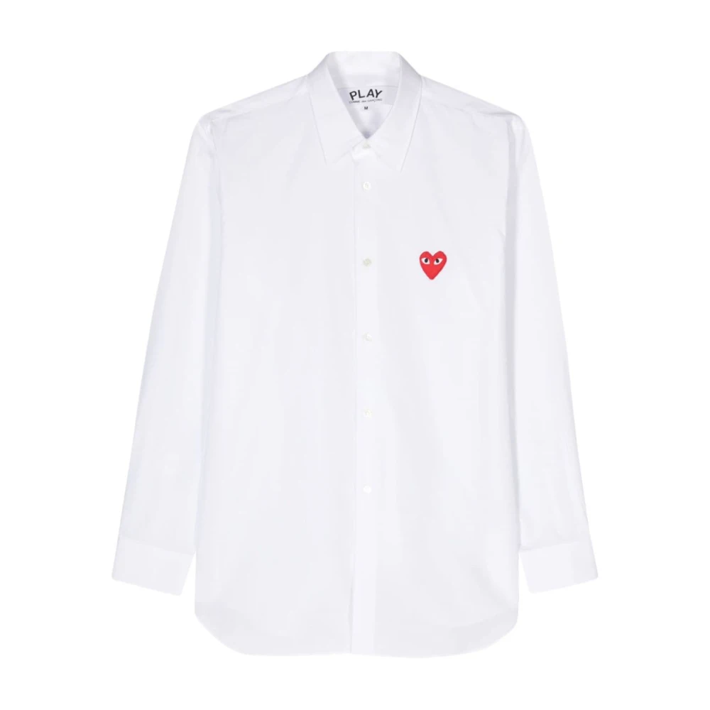 Comme des Garçons Broderad skjorta med hjärtapplikation White, Dam