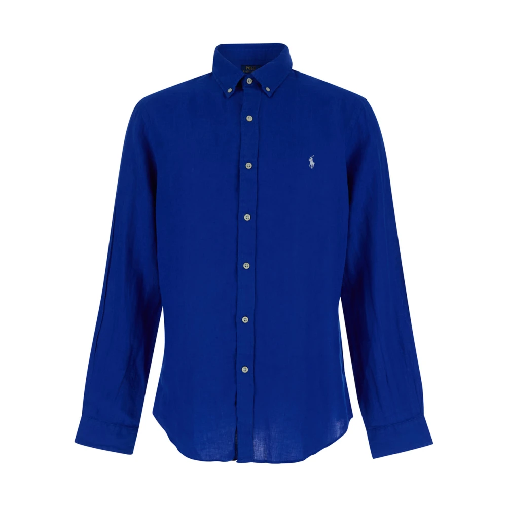Polo Ralph Lauren Linnen Button Down Overhemden Blue Heren