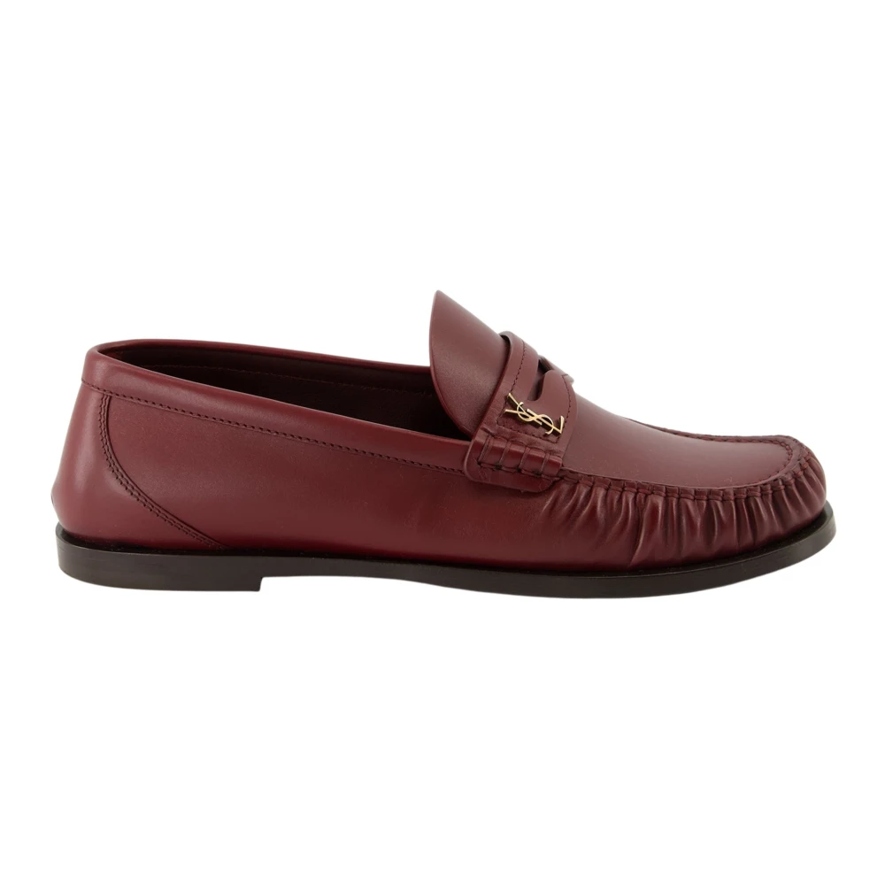 Saint Laurent Women's Red Loafers, 6 Uk, Bordeaux Leather Moccasins Fall-Winter 2025