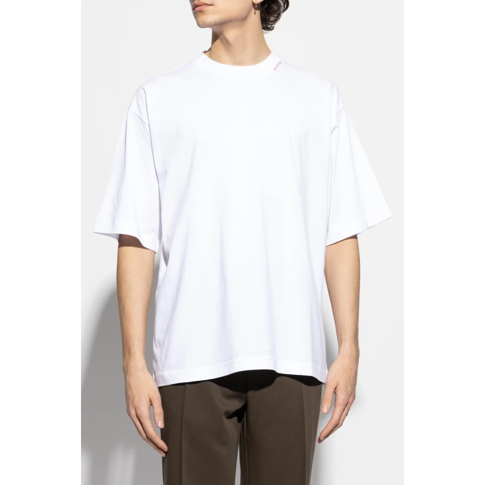 Marni T-shirt met geborduurd logo White Heren