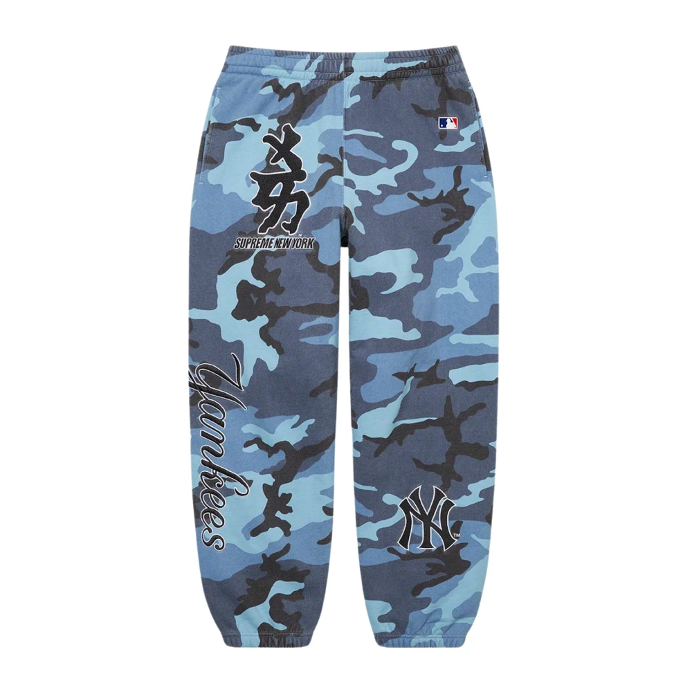 Supreme Limited Edition Yankees Kanji Sweatpant Blauw Camo Multicolor Heren