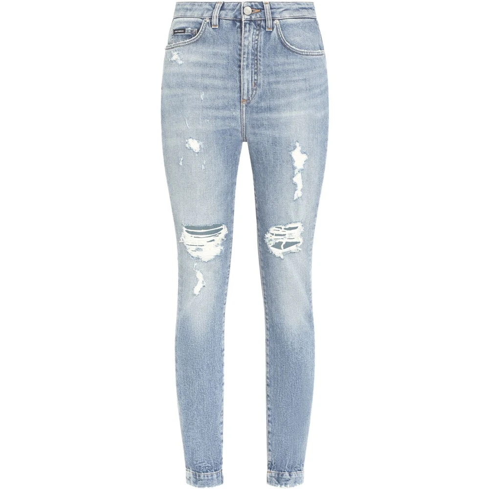 Dolce & Gabbana Women's Blue Skinny Jeans,, Destroyed Denim Jeans 2XS