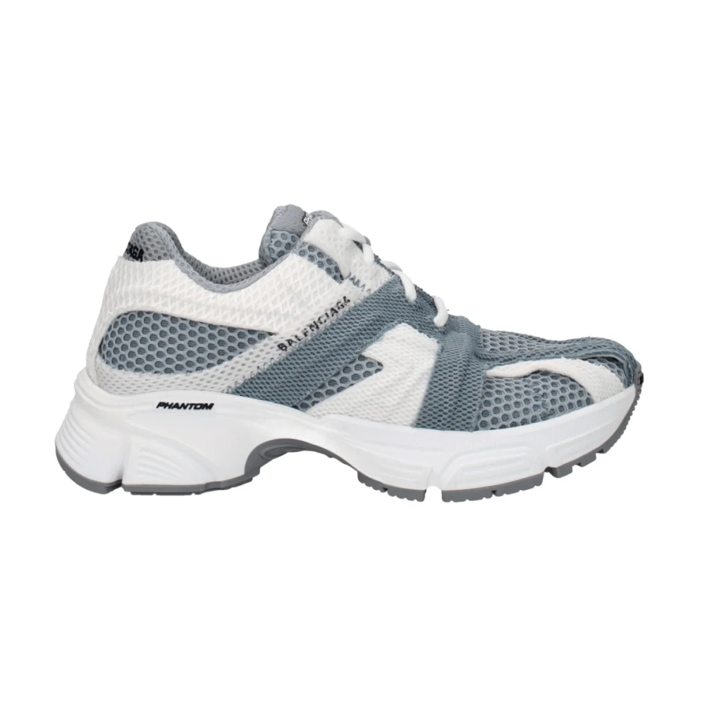 Balenciaga Grijze/Witte Logo Sneakers Rubberen Zool Heren Schoenen Grijs