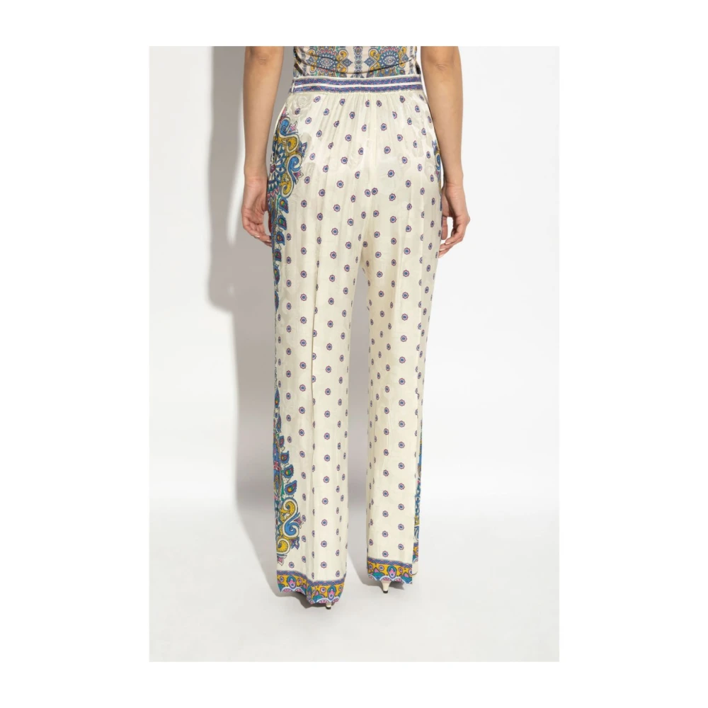 ETRO Hoge taille slim fit broek paisley print White Dames