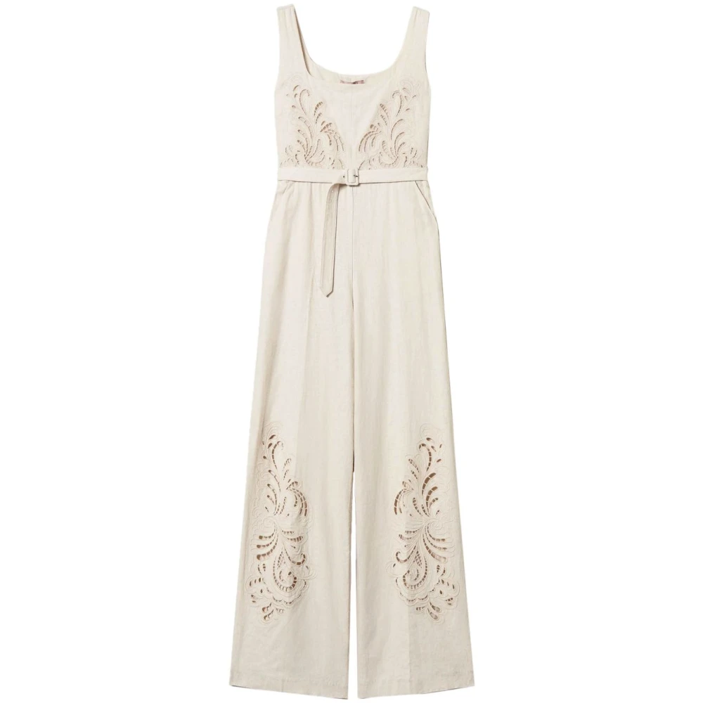 Twinset Witte Jumpsuit met Riem in de Taille White Dames