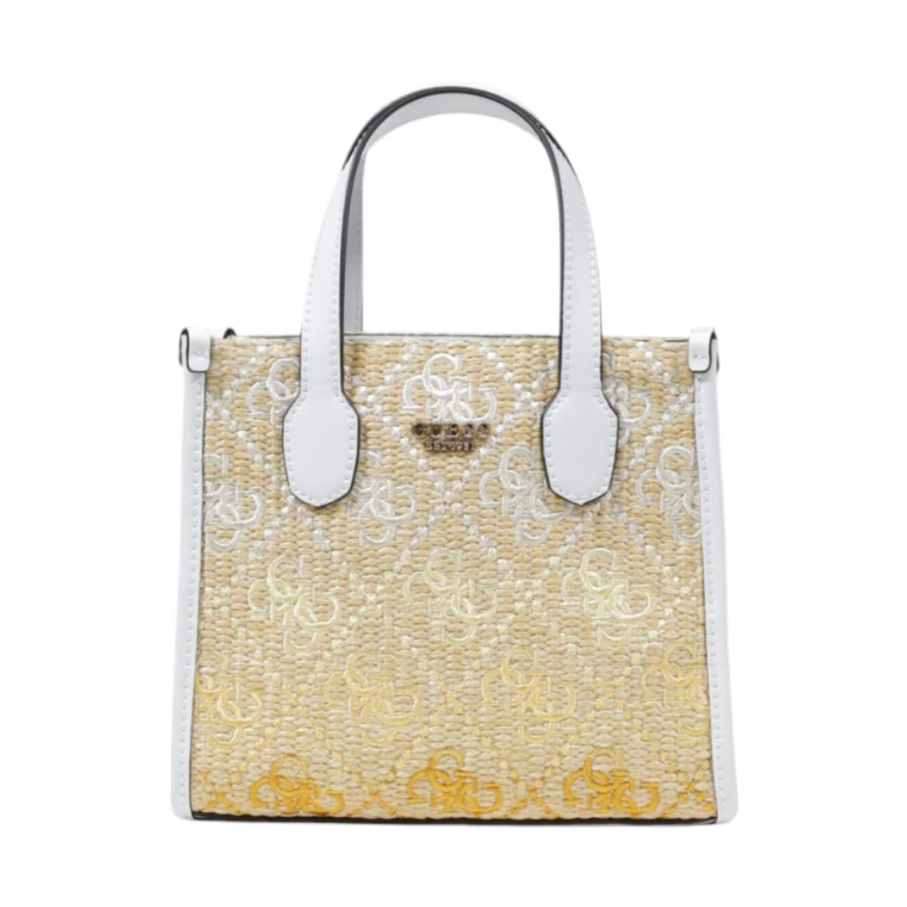 Guess Stijlvolle Bedrukte Handtas met Schouderband Beige Dames