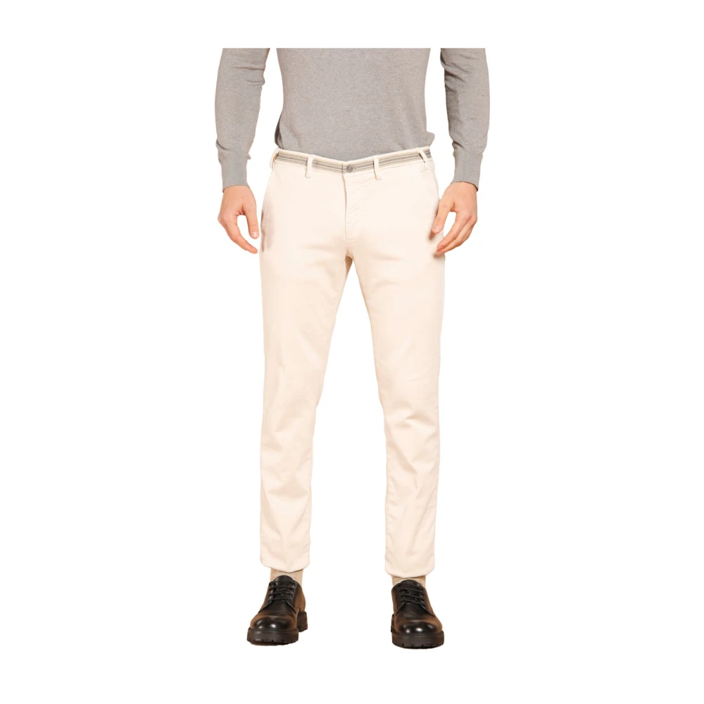 Mason's Slim Fit Satijn Pluche Chino Broek White Heren