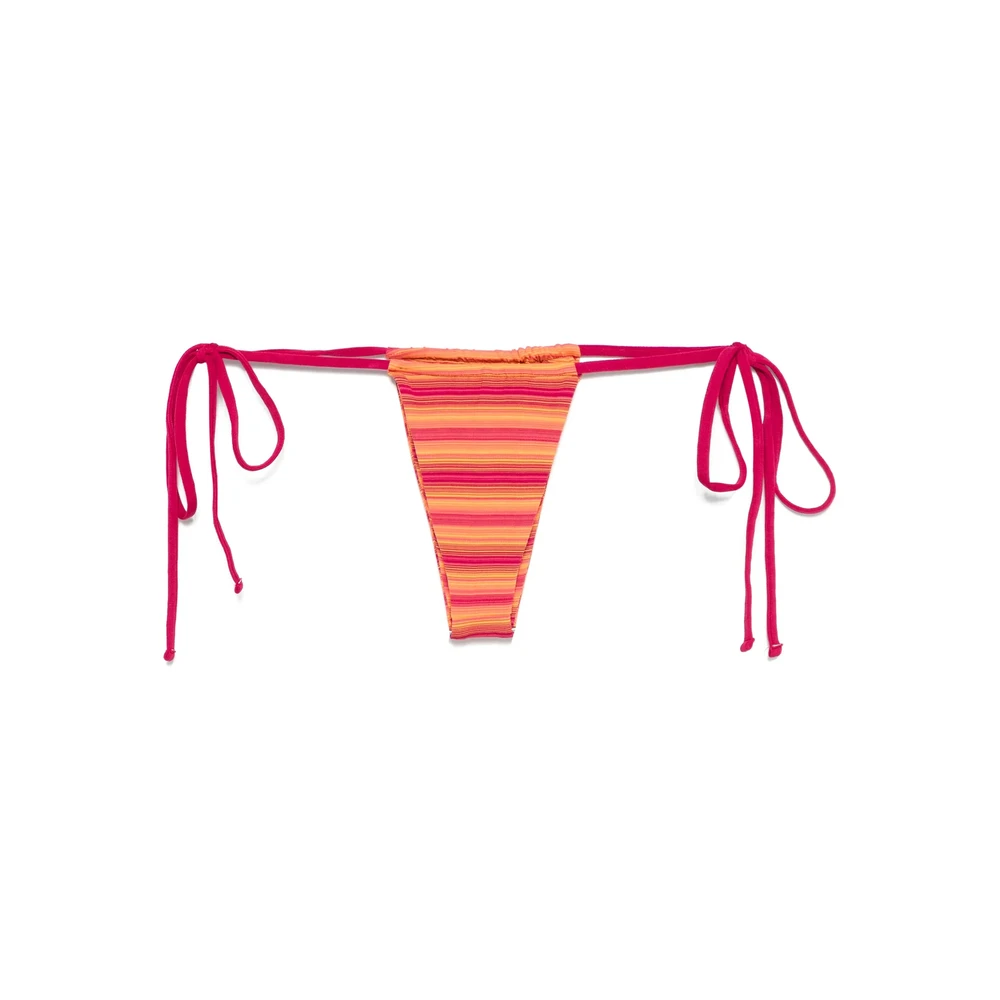 Frankies Bikinis Fuchsia Gestreepte Strandkleding Met Zijstrik Multicolor Dames