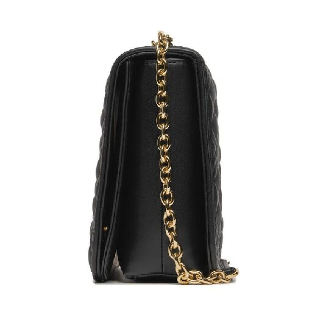 Love Moschino Zwarte Hart Logo Ketting Schoudertas Black Dames