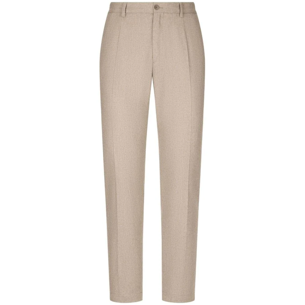 Dolce & Gabbana Op Maat Gemaakte Cashmere Blend Broek Beige Heren