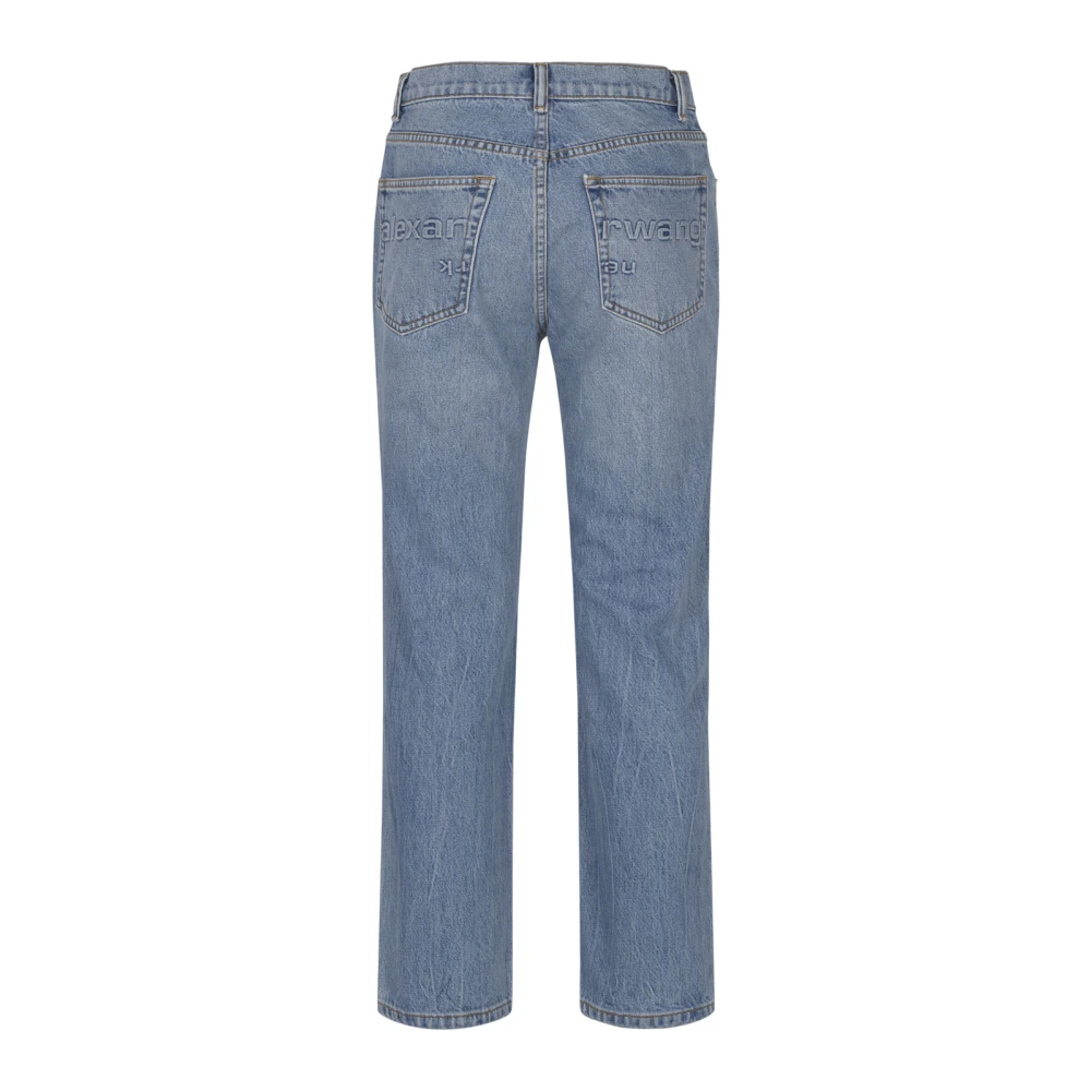 alexander wang Hoge taille Stovepipe Jeans met reliëfzak Blue Dames