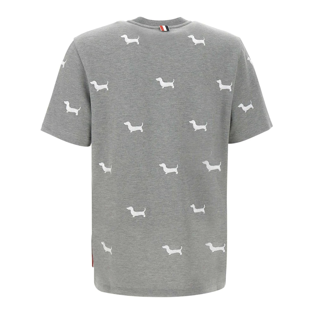 Thom Browne Grijze Hector Logo T-shirt Gray Heren