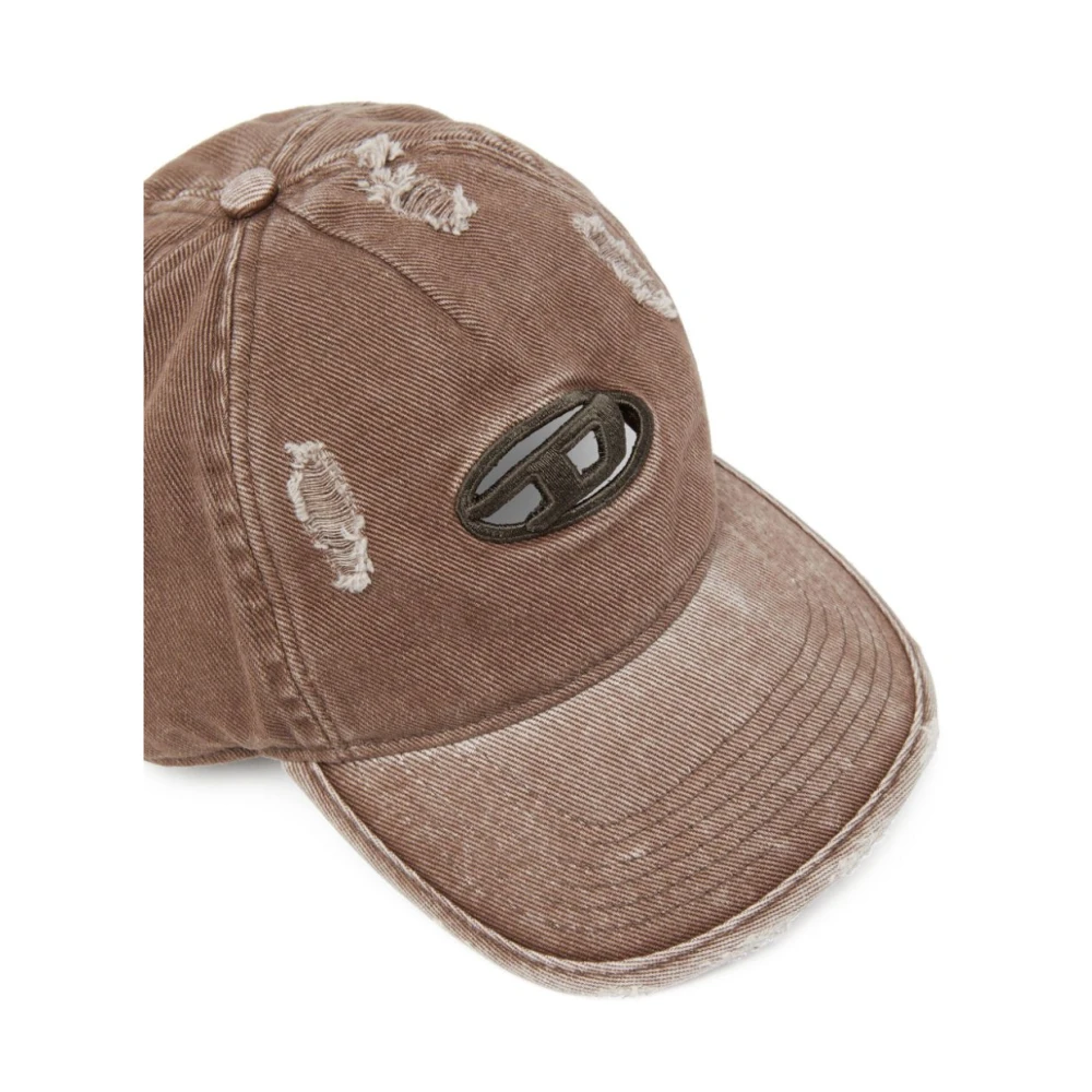 Diesel Bruine baseballpet met distressed denim Brown Heren