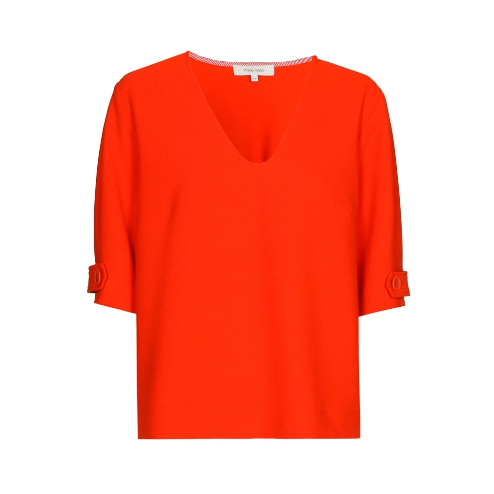 Marie Méro Rode V-Hals Blouse Tuniek Red Dames