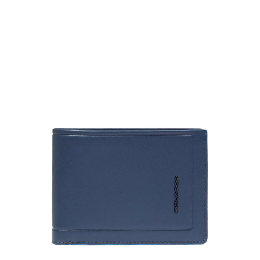 Piquadro Herr Blå Accessoarer One Size, Läder, Men’s Leather Wallet With Coin Pocket And Rfid Protection