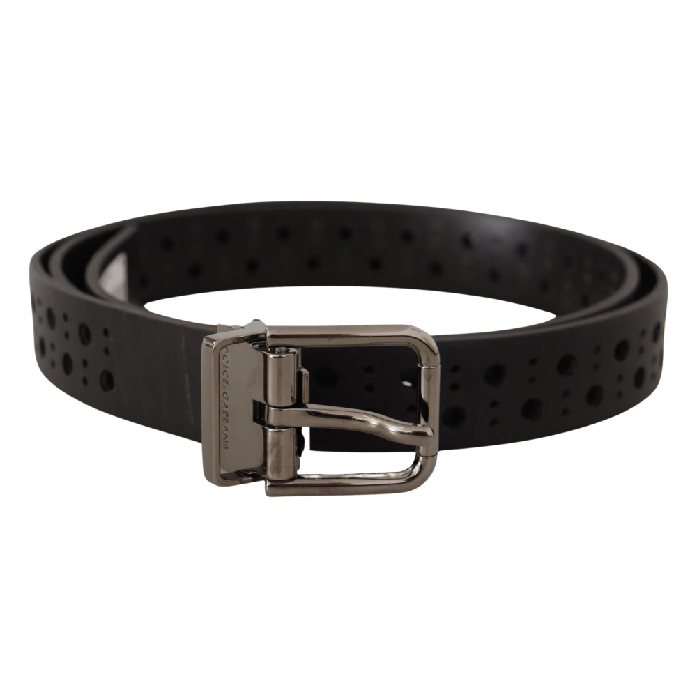 Dolce & Gabbana Elegante zwarte leren riem met metalen gesp Black Unisex