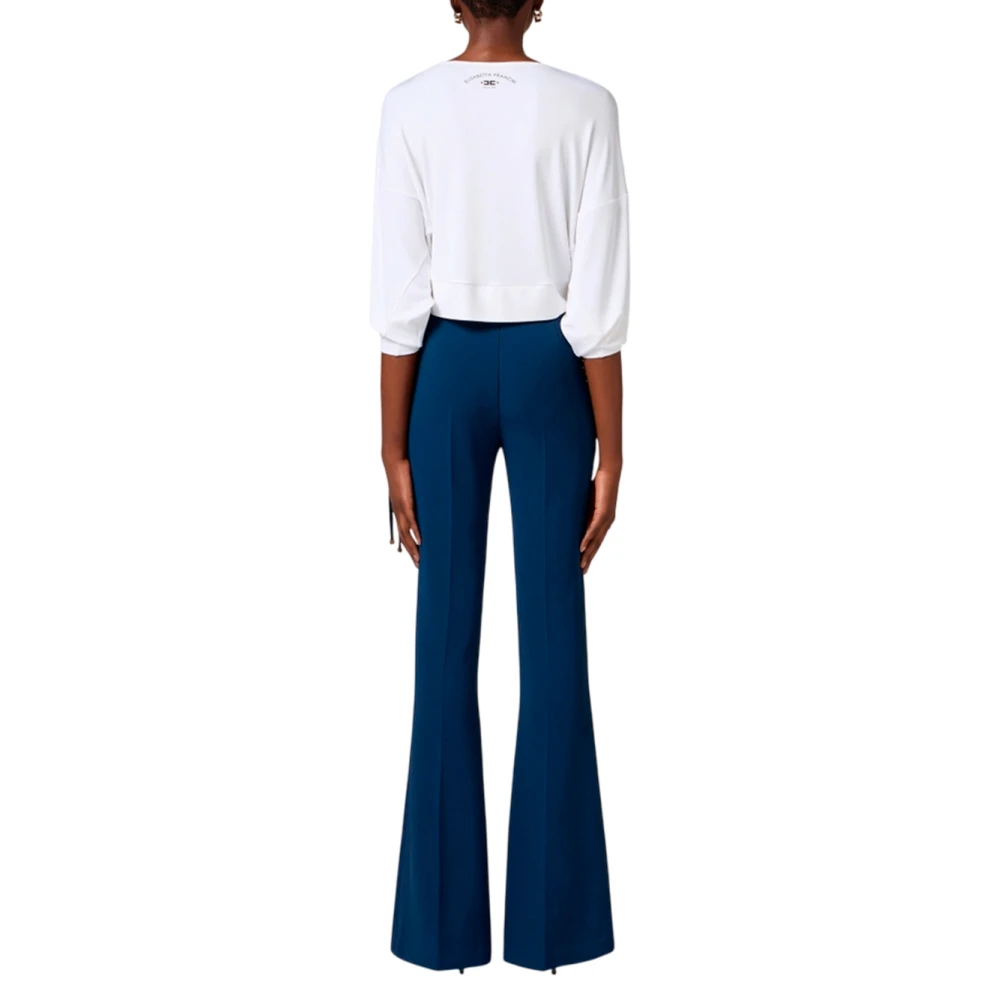 Elisabetta Franchi Wijde broek met elegante silhouet Blue Dames