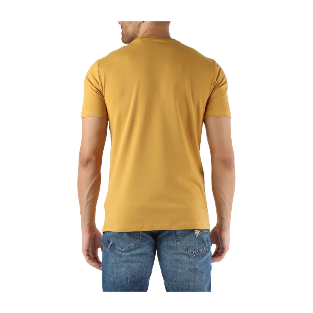 Guess Stretch Katoen Slim Fit Logo T-shirt Yellow Heren