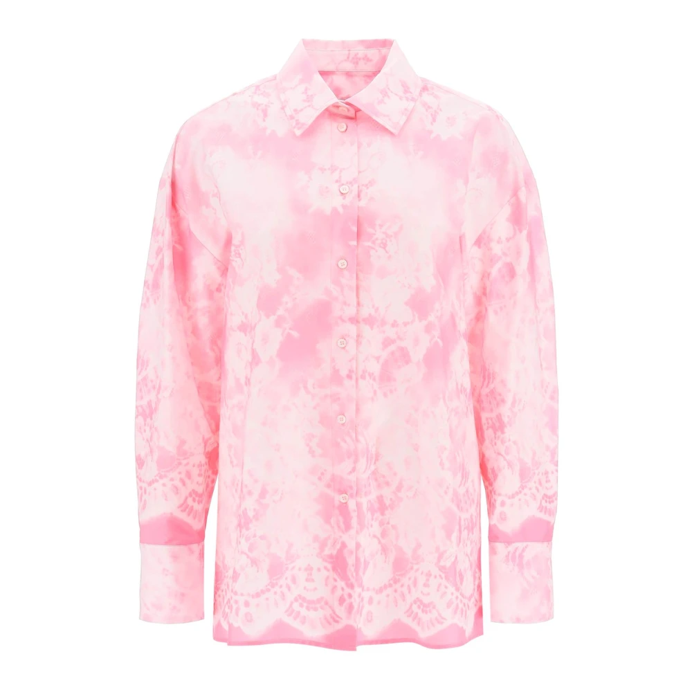 Msgm Oversized Shirt met All-Over Print Pink Dames