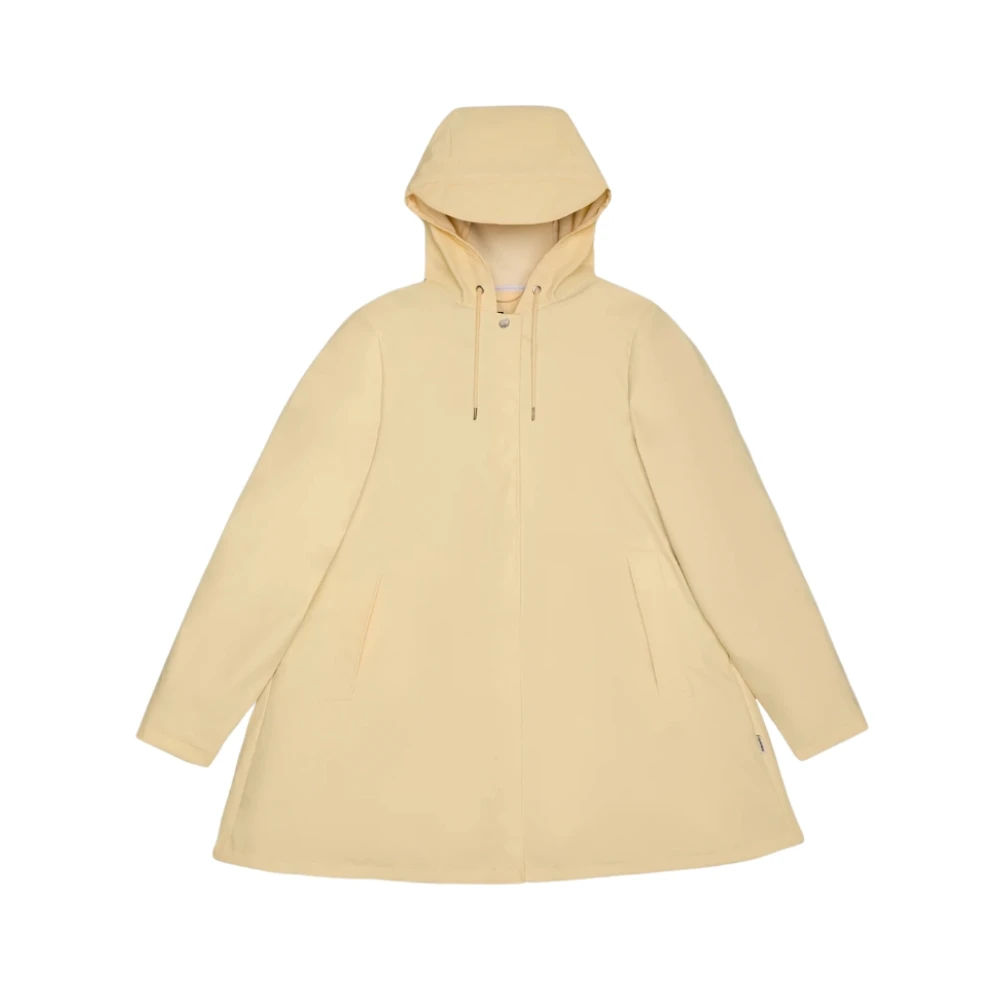 Rains Beige A-Line Trapezoid Jacket With Hood - Female - Rain Jackets - Xs - Jackets
