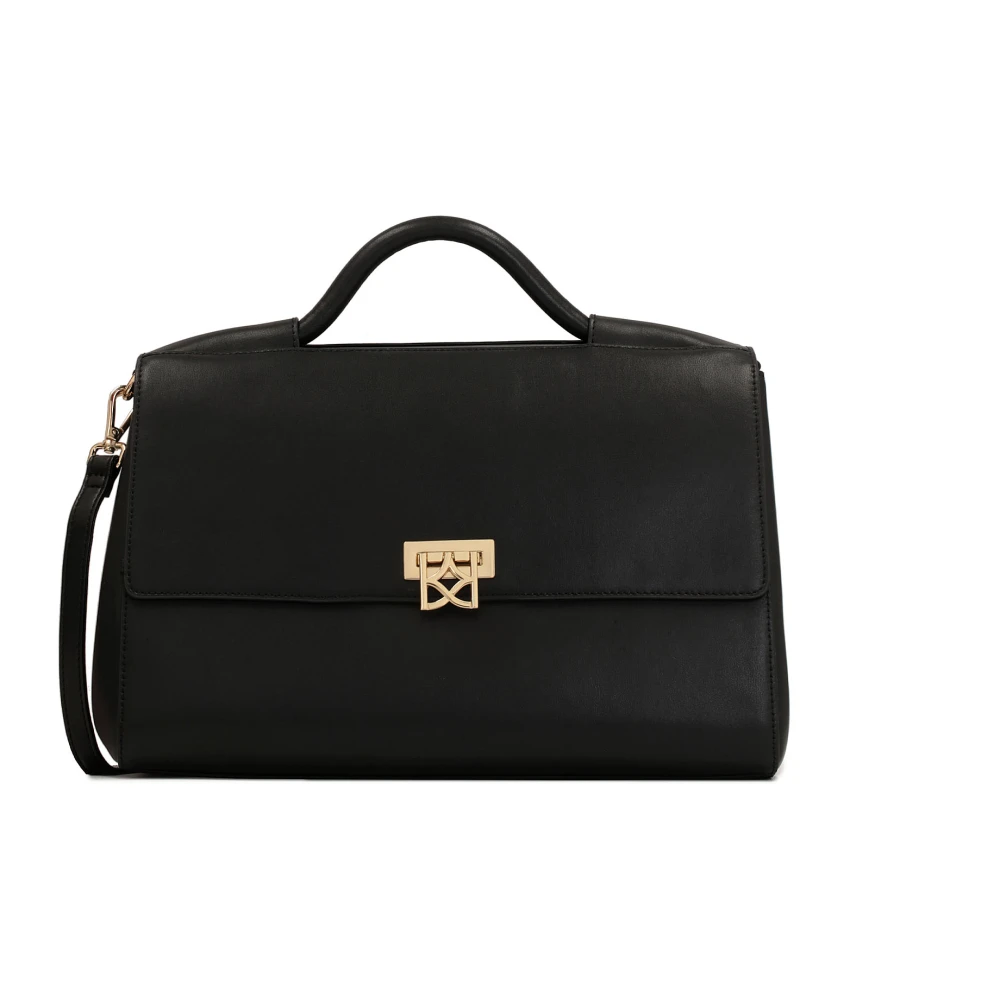 Kazar Grote leren handtas met moderne retrostijl Black Dames