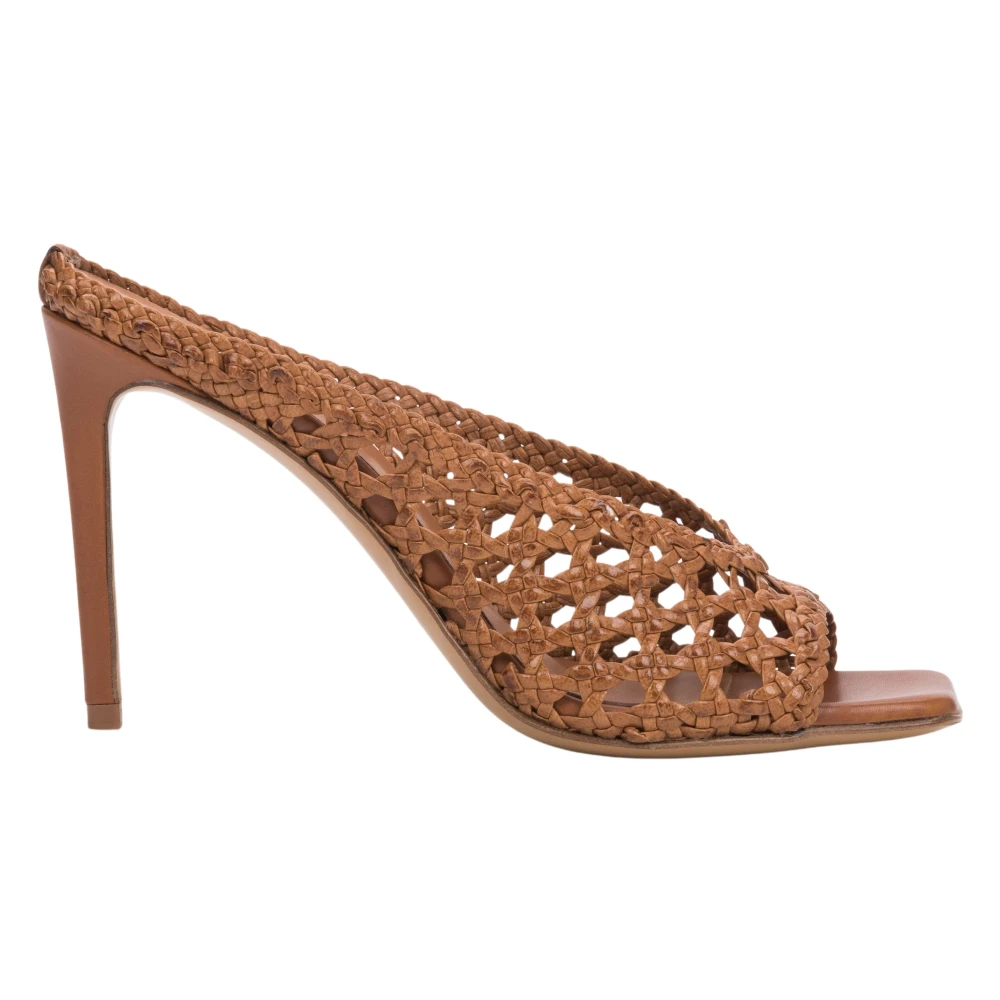 Guglielmo Rotta Women's Brown Woven Heeled Mules - Heeled Mules - 6 Uk - Shoes