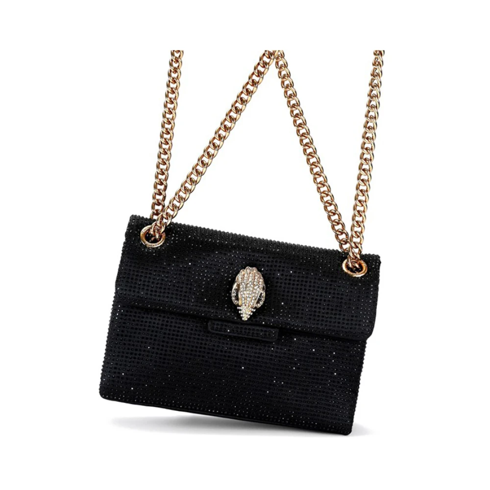 Kurt Geiger Zwarte Stoffen Schoudertas met Strass Applicaties Black Dames