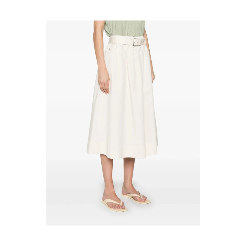 BRUNELLO CUCINELLI Beige Uitlopende Rok met Elastische Taille Beige Dames