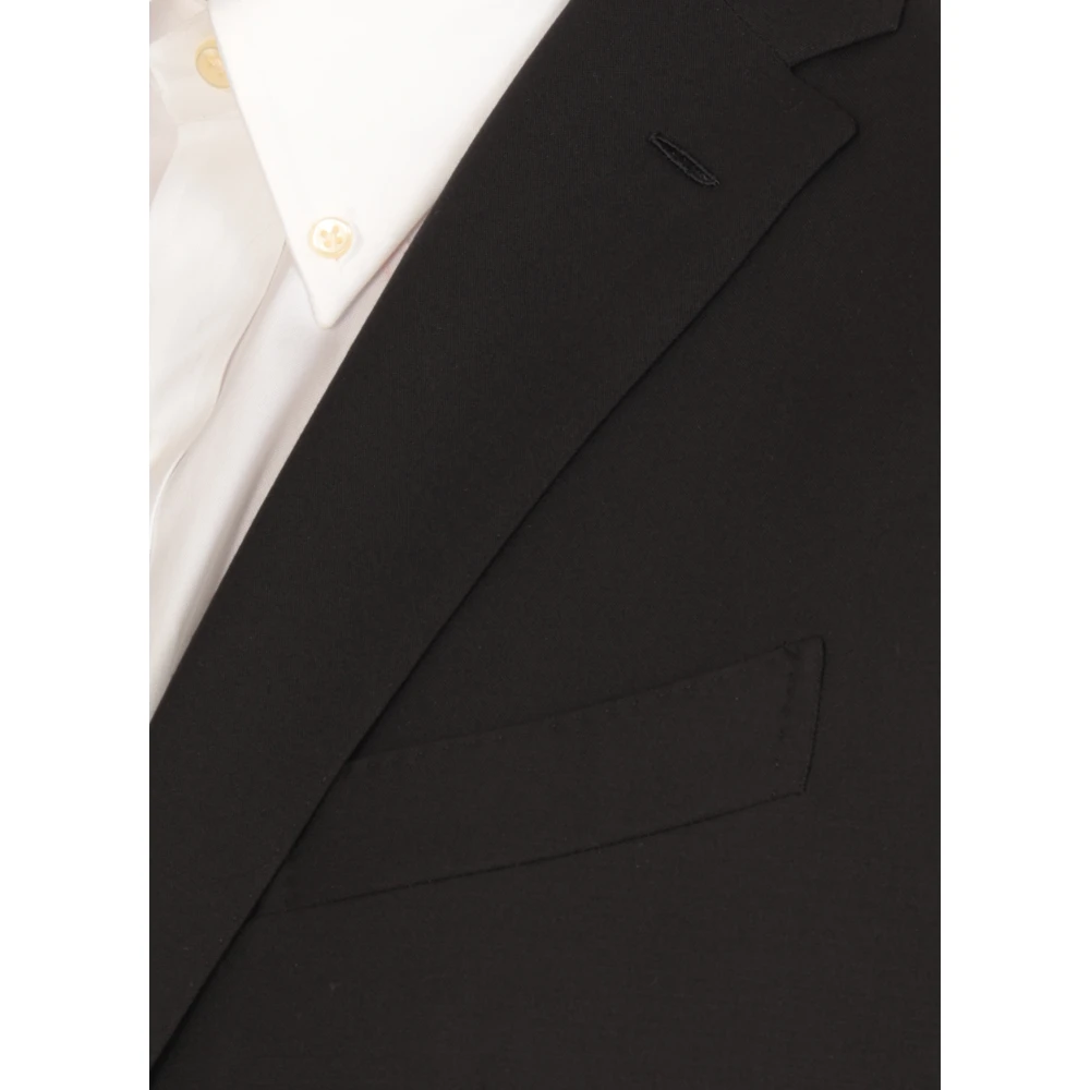 Caruso Zwart Wollen Pak Jas met Broek Black Heren