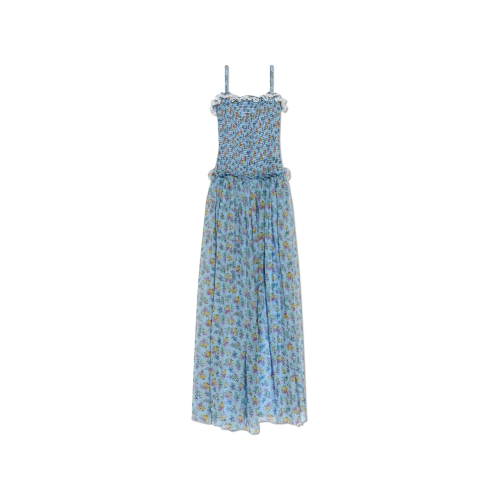 Dolce & Gabbana Donna Blu - Abito Lungo Floreale In Seta - Dresses - S