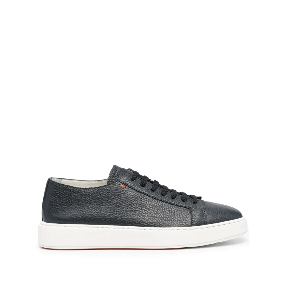 Santoni Italiaanse leren sneakers Heren Schoenen Blauw