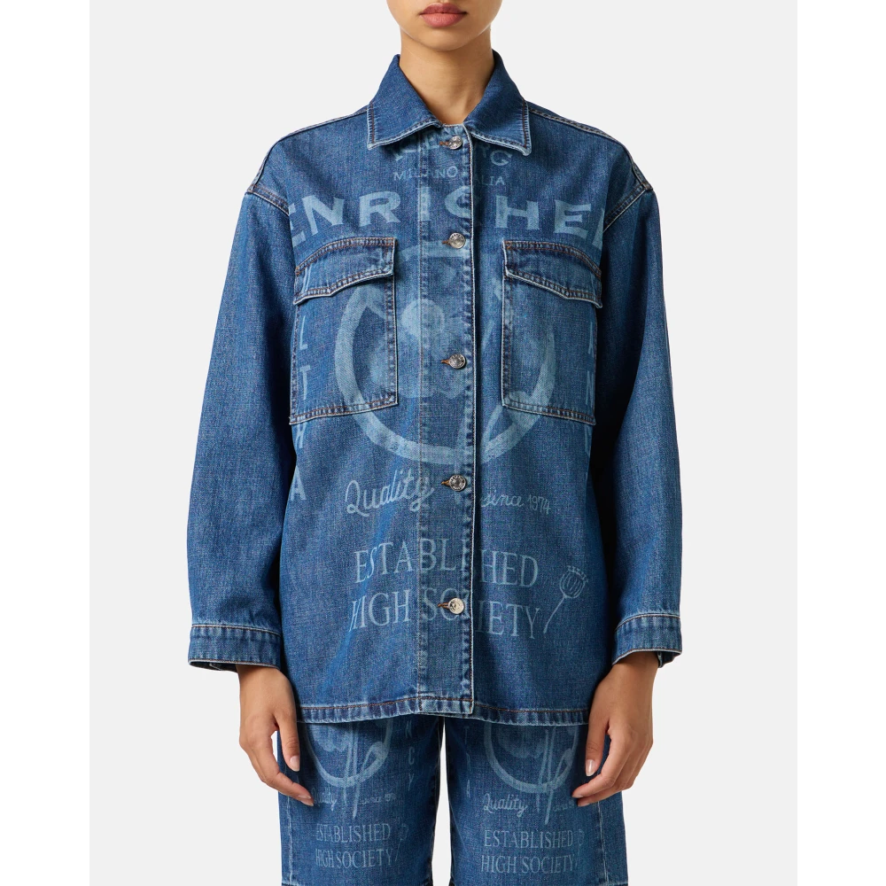 Iceberg Regular fit jack in indigo vast denim met gelaserde graphics Blue Dames