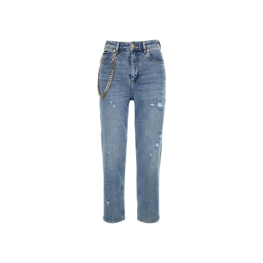 Just Cavalli Boyfriend Jeans met Metalen Ketting Detail Blue Dames