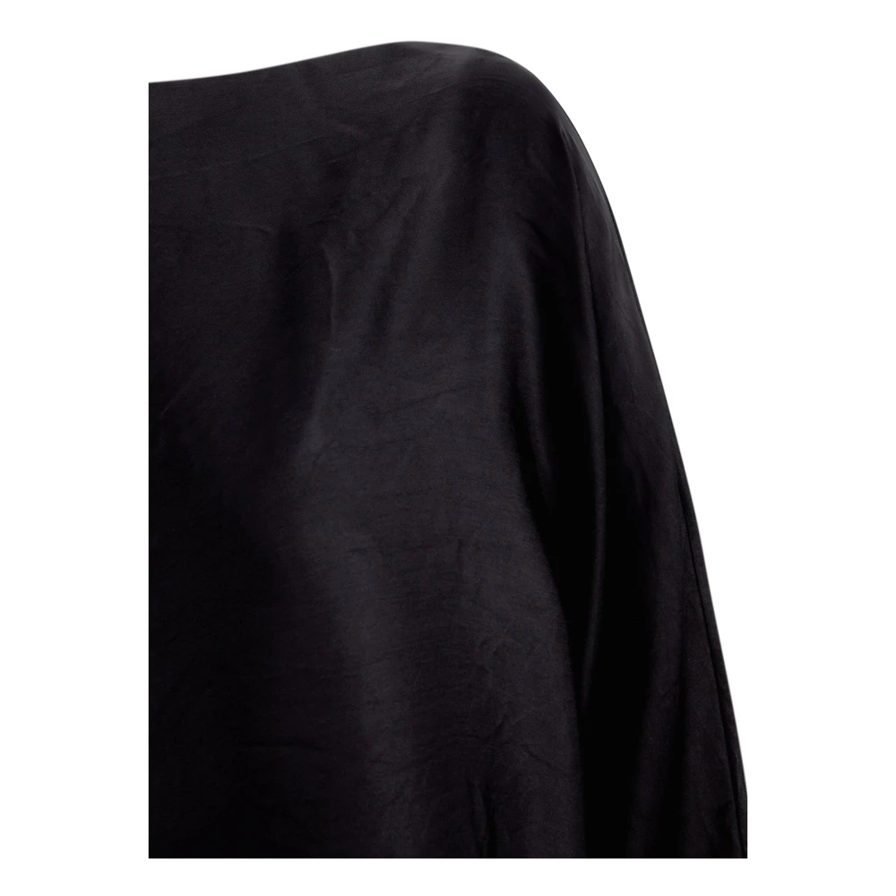 Cortana Zwarte Cupro Boothals Top Black Dames