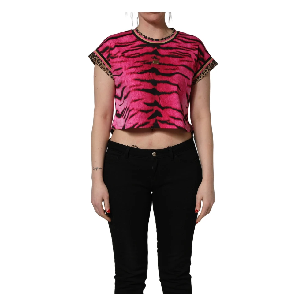 Dolce & Gabbana Women's Pink Sleeveless Crew Neck Cropped T-Shirt - T-Shirts - 2XS - Tops