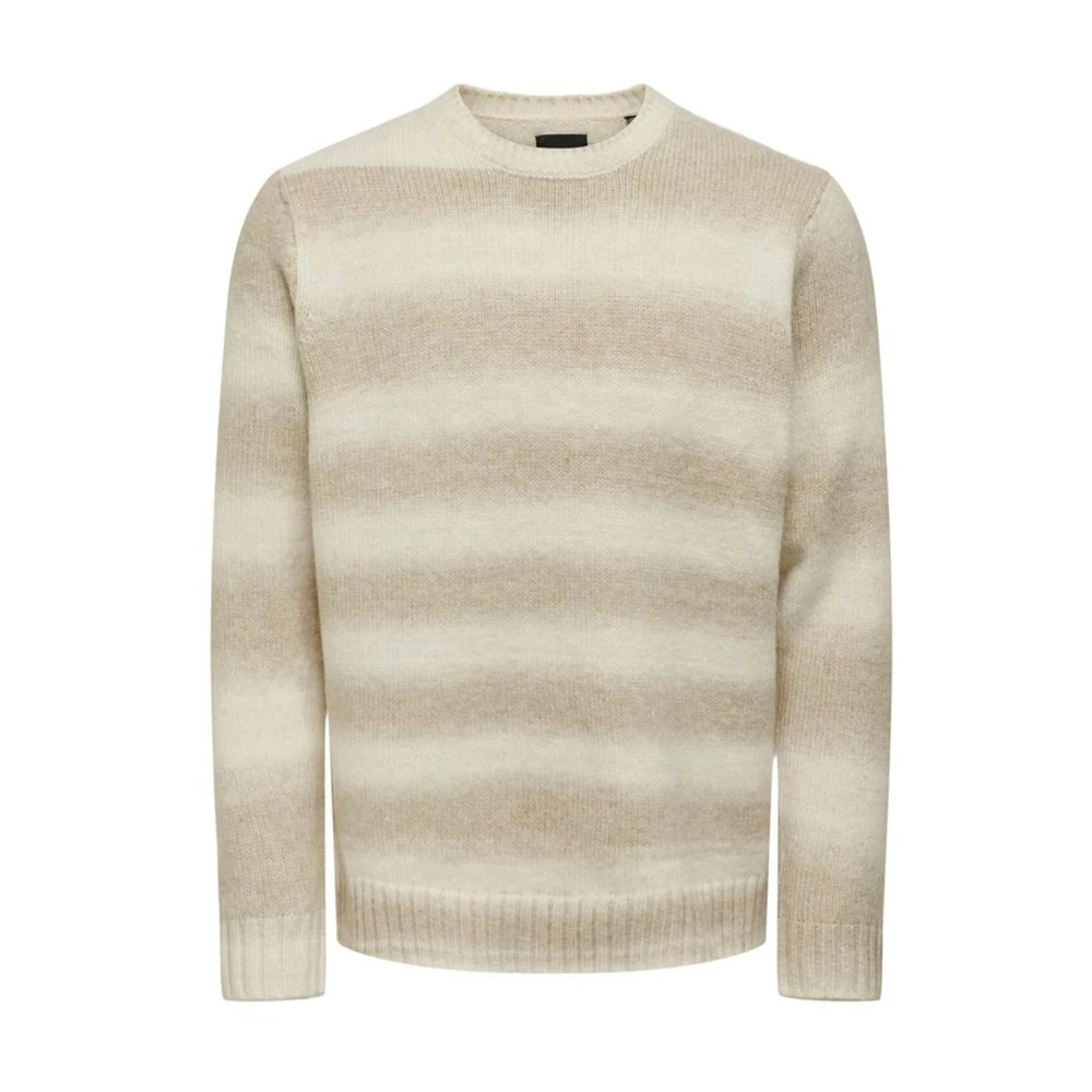 Only & Sons Wol Blend Sweater Herfst Collectie Beige Heren