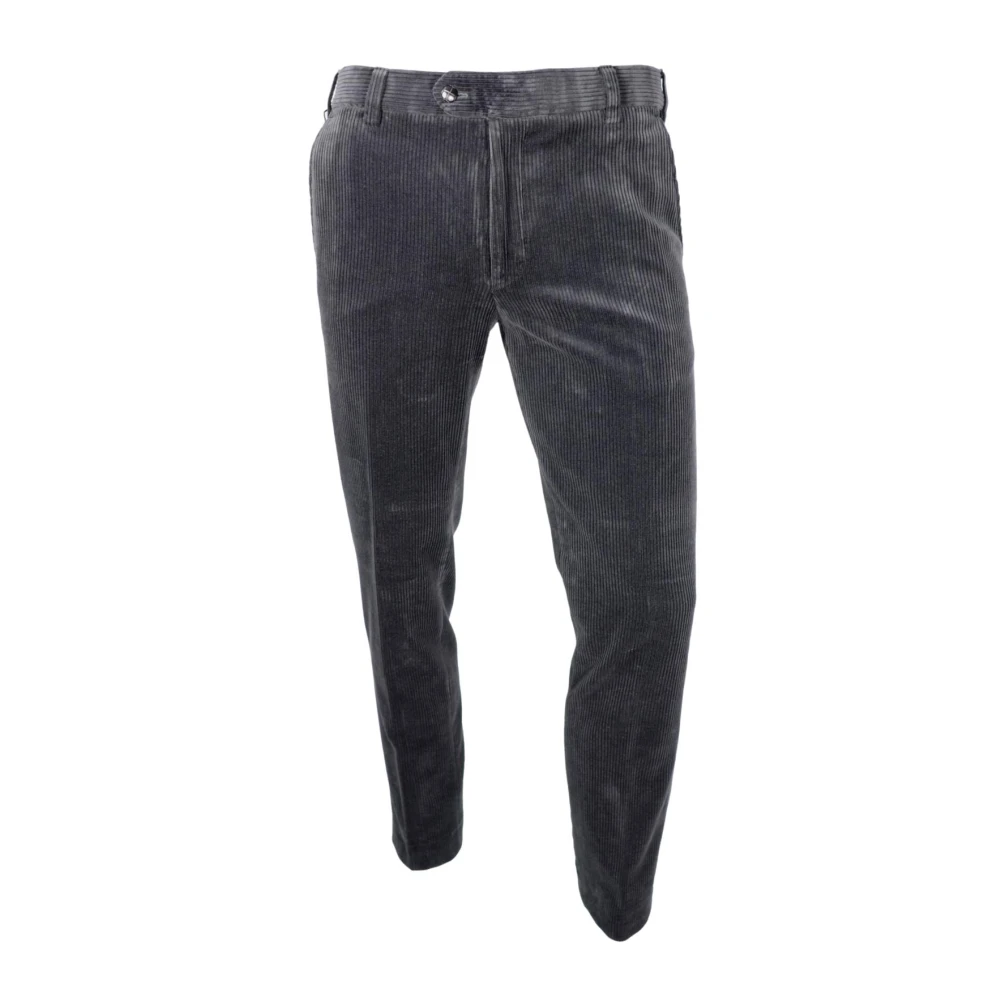 Meyer Men's Gray Slim-Fit Trousers, W42 L32, Velvet Trousers Roma Model Grey