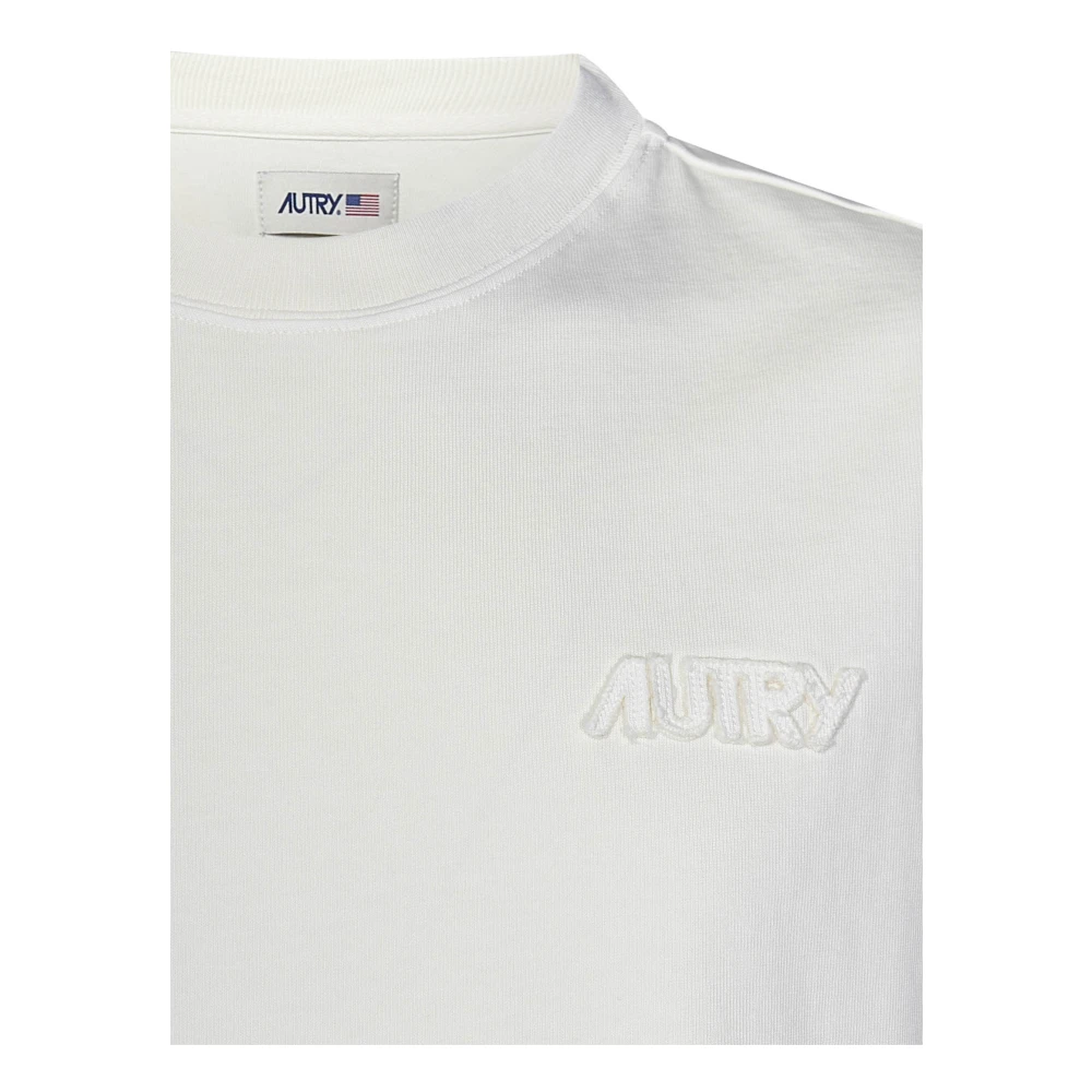 Autry Ivoor T-shirt met Ton-sur-ton Logo White Heren