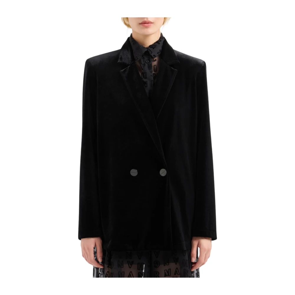 Armani Exchange Zwarte Blazer Americana Stijl Black Dames