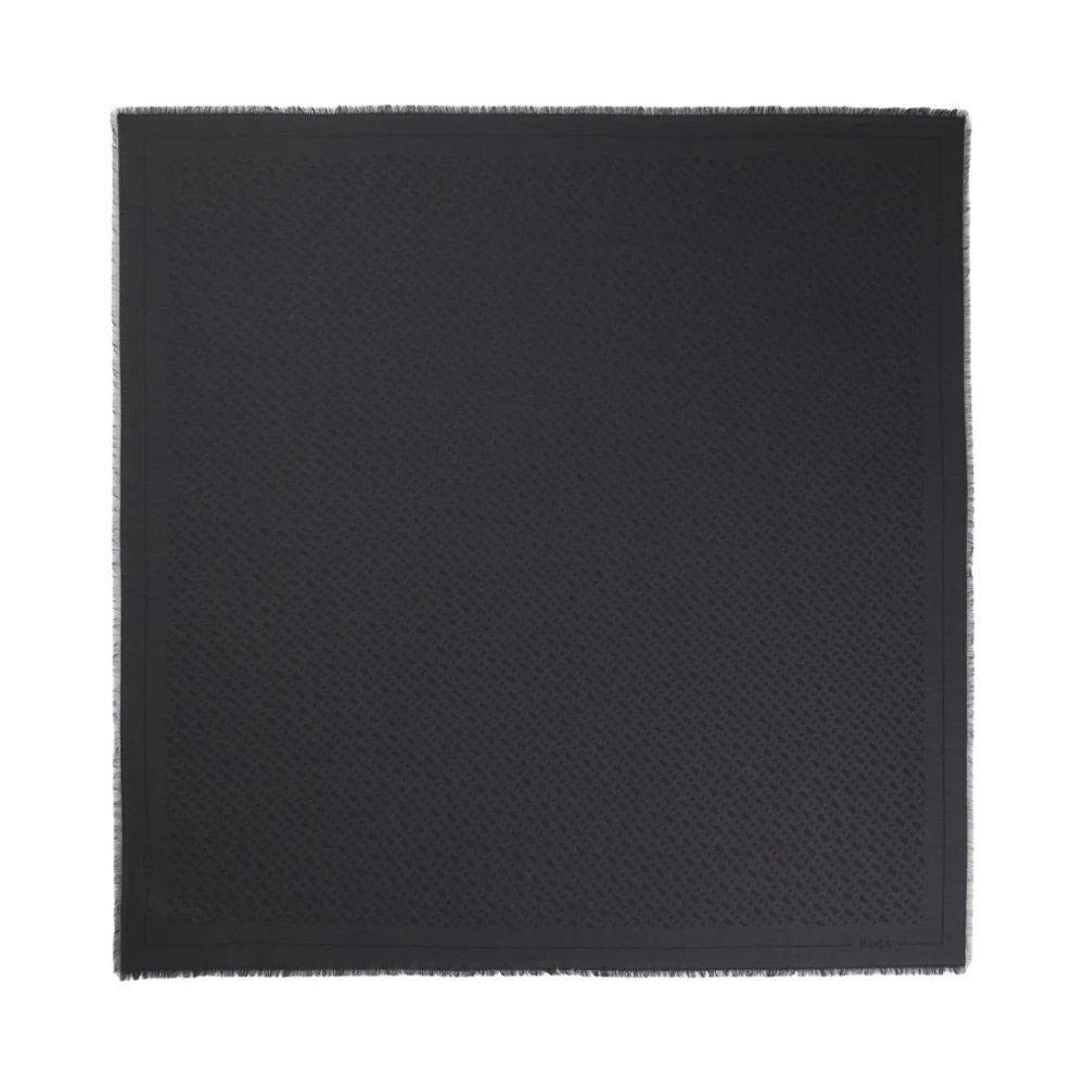 Hugo Boss Jacquard Monogram Franje Sjaal Black Dames