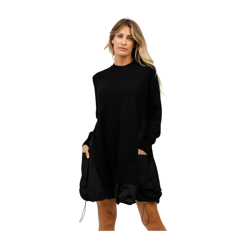 MeiMeiJ Gebreide jurk met nylon inzet Black Dames
