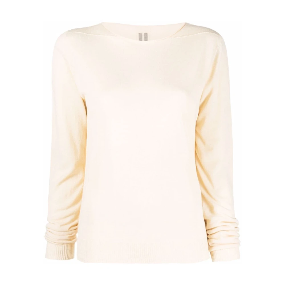 Rick Owens Casual Sweater met Ronde Hals Beige Dames