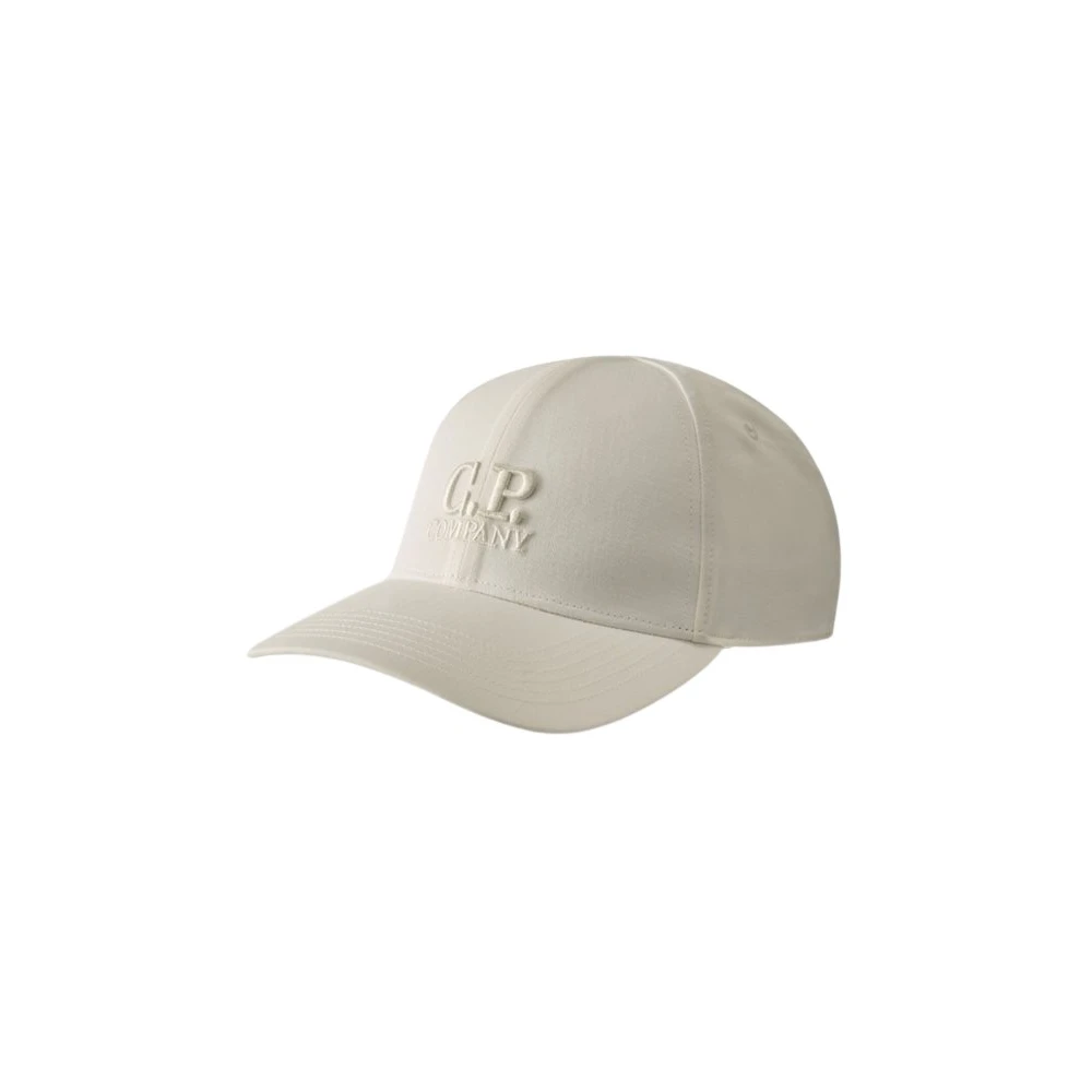 C.p. Company Men's White Hats & Caps, One Size, Logo Cap In Gabardine Fabric
