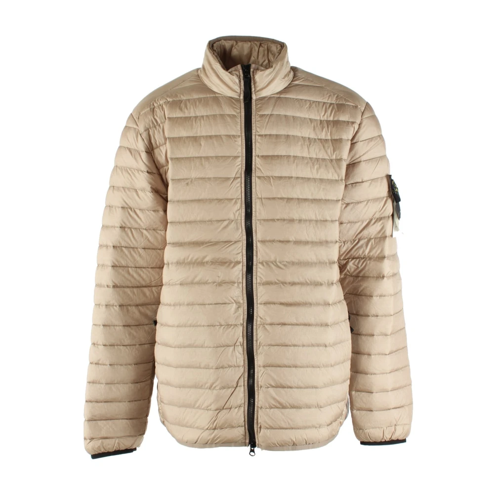 Stone Island Bruine donsjas met geweven kamers Brown Heren