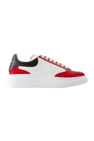Białe/Czerwone Skórzane Oversized Sneakers