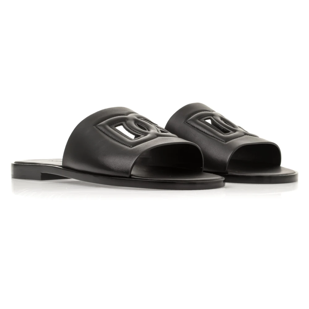 Dolce & Gabbana Leren Slippers voor Heren Stap in Stijl Black Heren