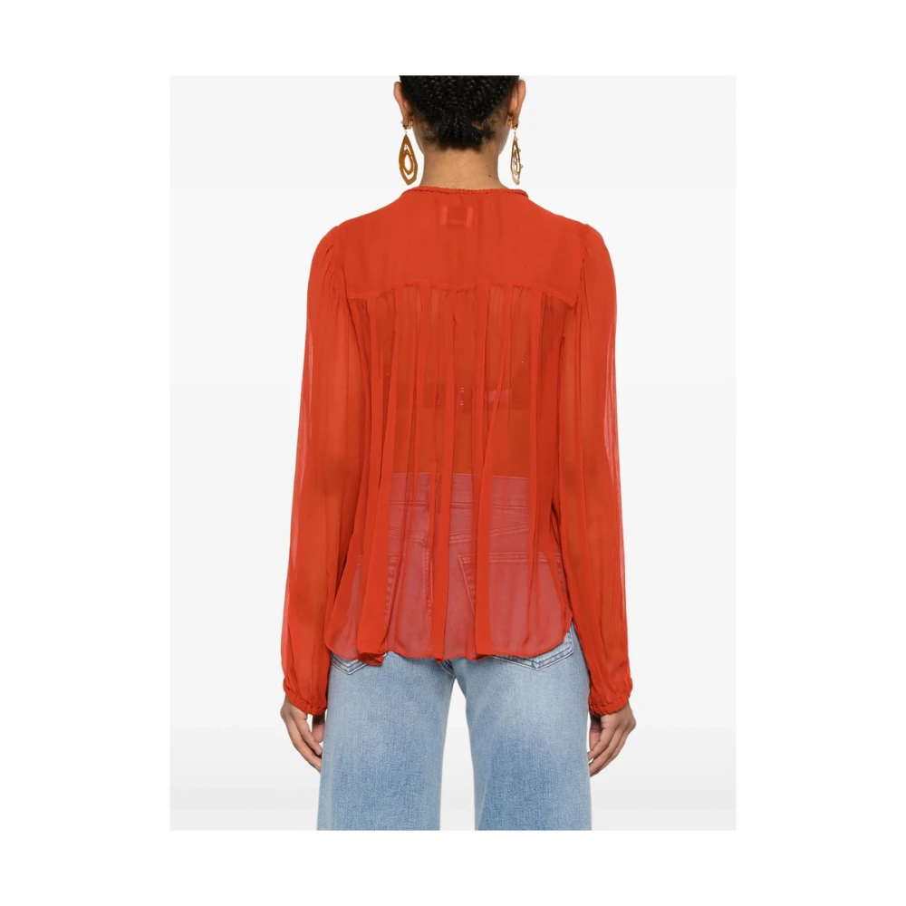Isabel marant Rode Geplooide Top Met Lange Mouwen Red Dames