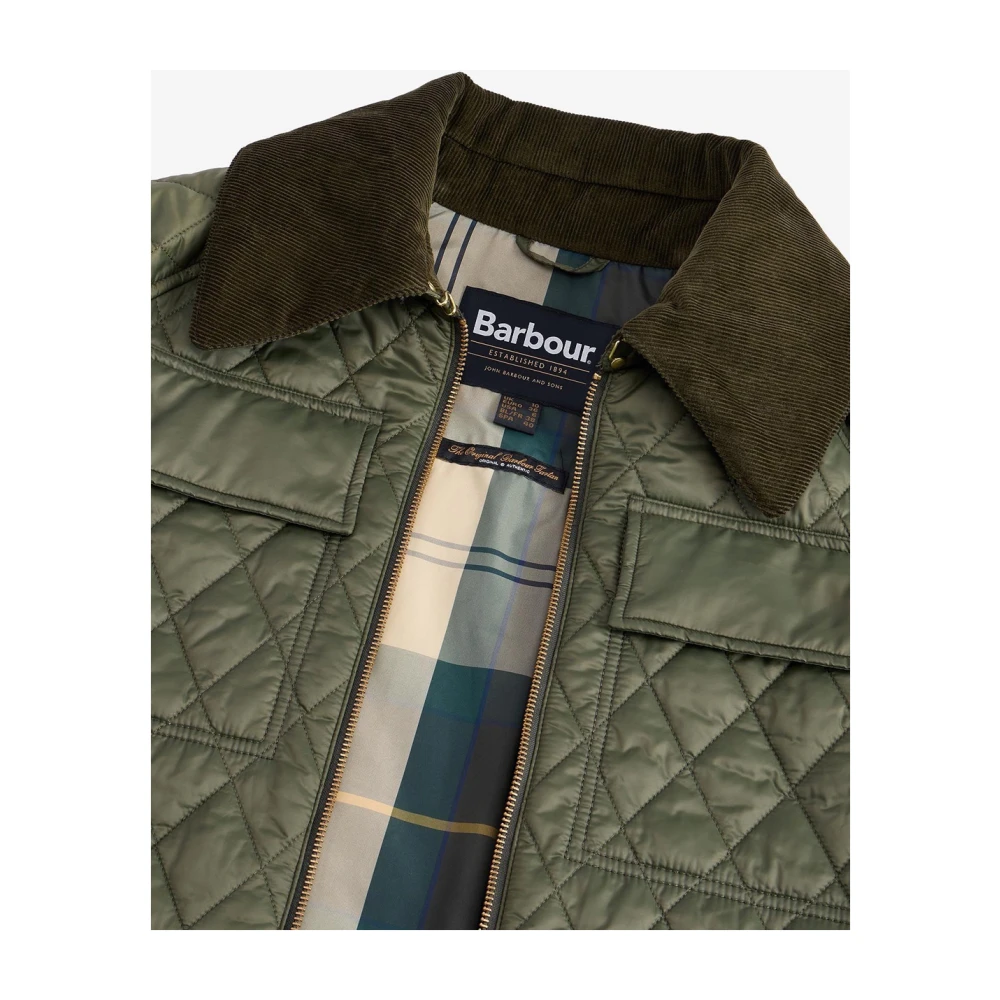 Barbour Gewatteerde jas met koord kraag Green Dames