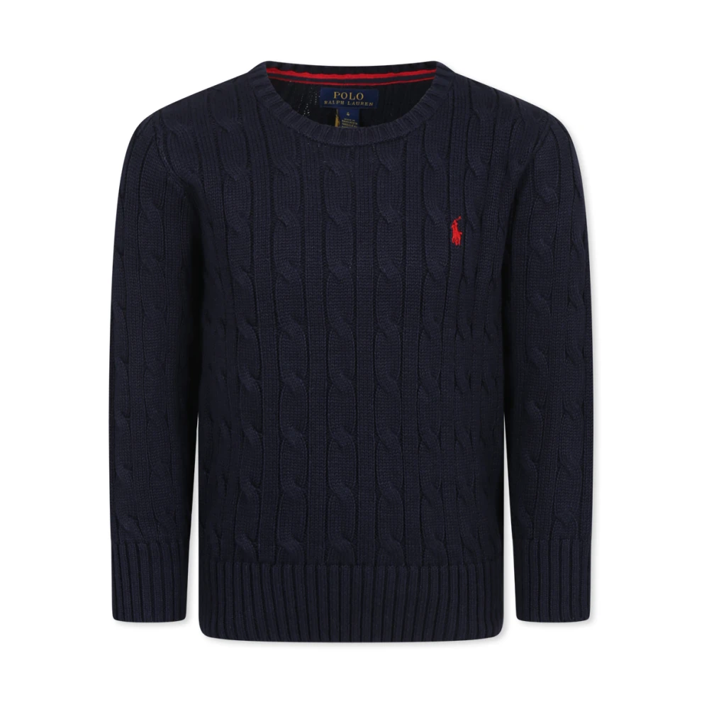 Ralph Lauren Unisex Kids Blue Kids Knitwear, 5 Y, Jumper With Horse Embroidery