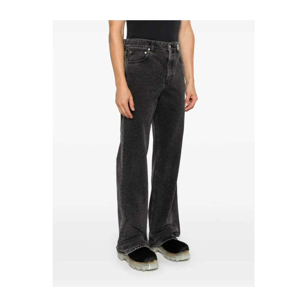 alexander mcqueen Zwarte Gewassen Denim Jeans Rechte Pijp Black Heren